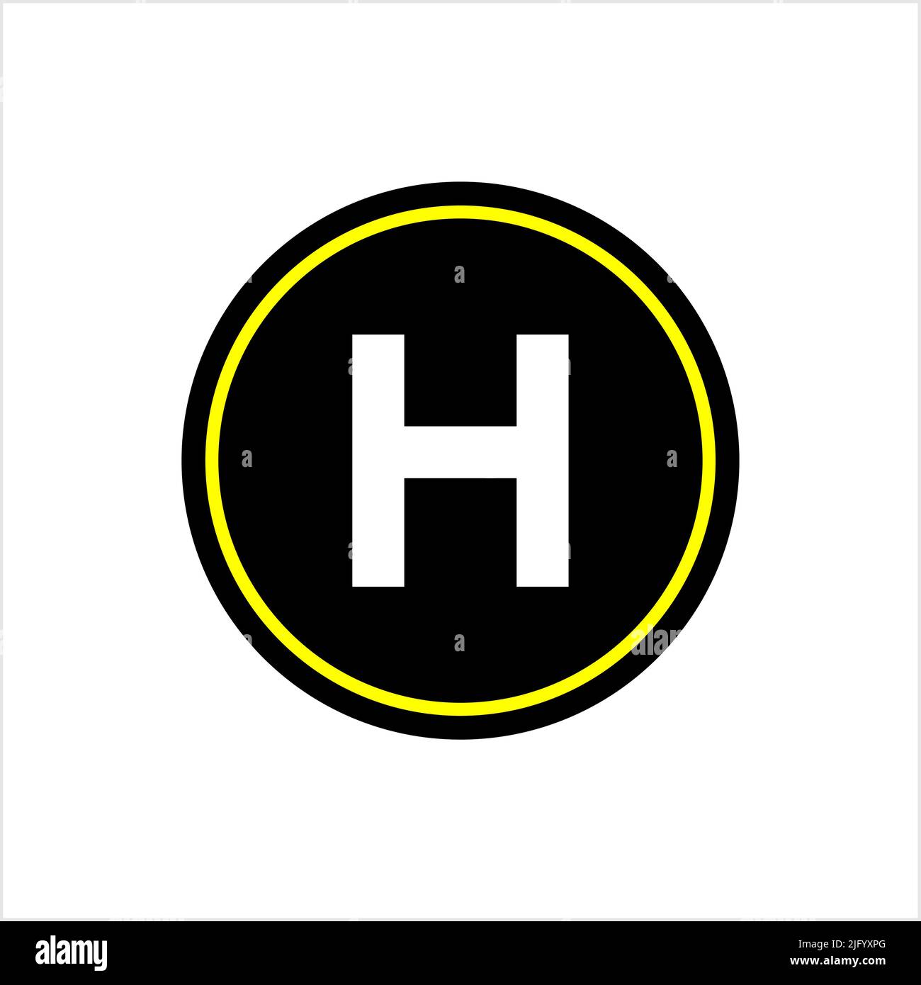Helipad Icon, Helicopter Landing Pad, Area, Platform, H Letter, Vector