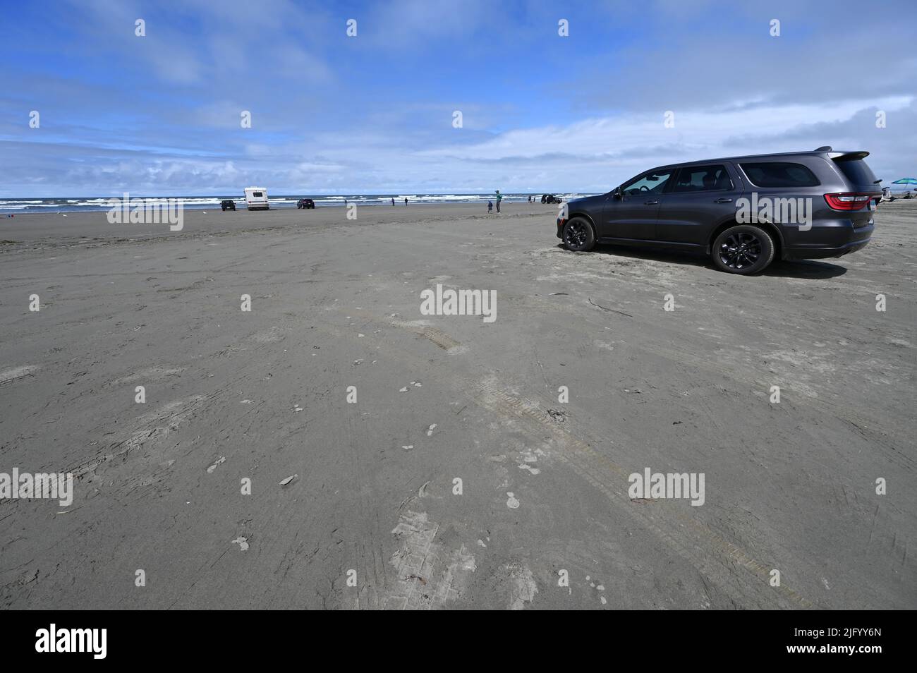 Ocean Shores, Washington, USAJune 29 2022 Cars and tourist at Ocean