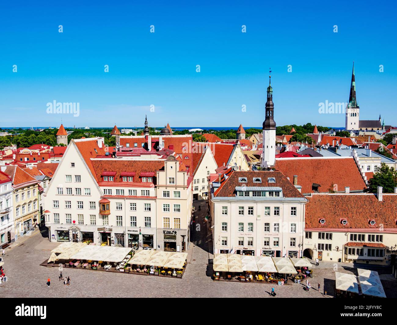 Raekoja plats, Old Town Market Square, elevated view, UNESCO World Heritage Site, Tallinn, Estonia, Europe Stock Photo