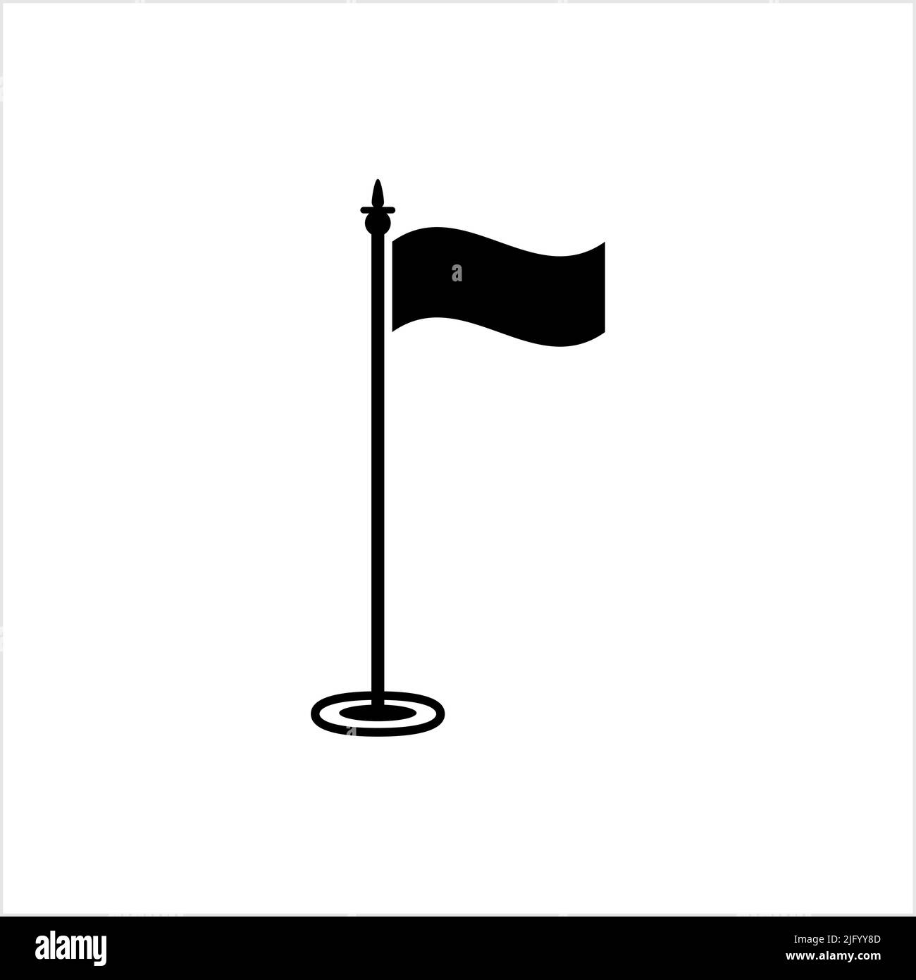 Flag Icon, Flag Pole, Flag Pole Marking Vector Art Illustration Stock