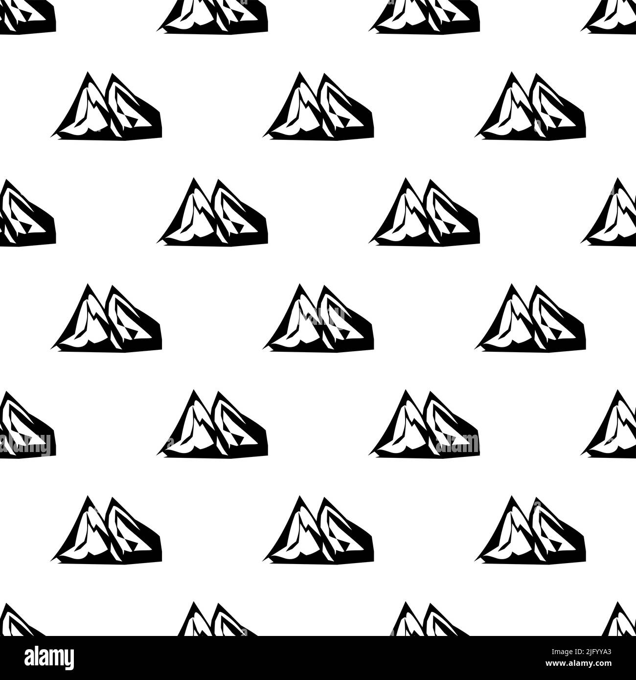 Mountain Icon Seamless Pattern, Raised Landform Vector Art Illustration ...