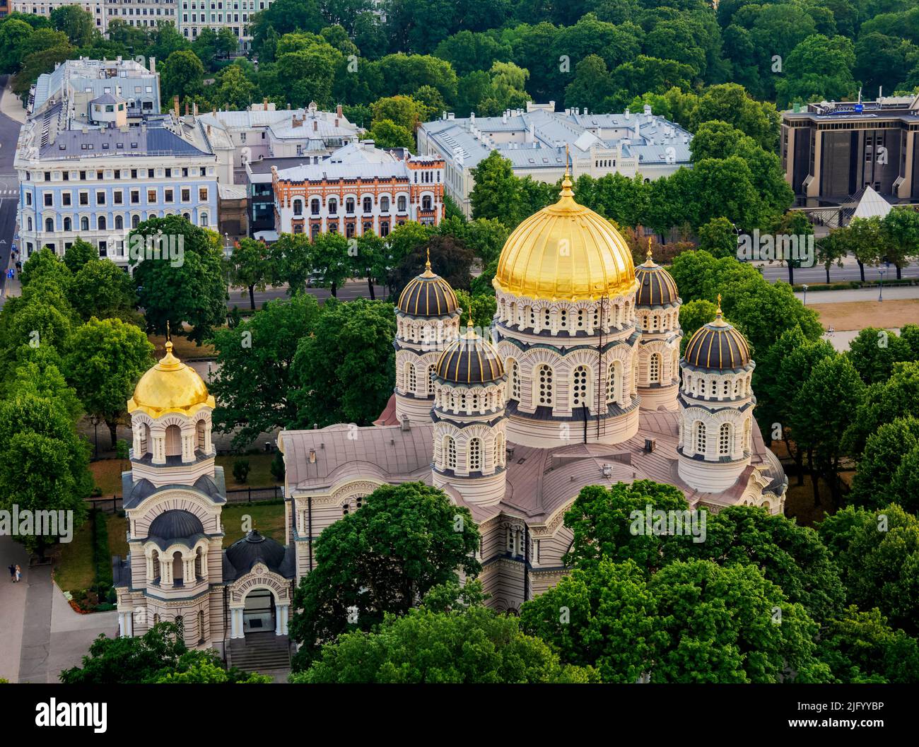 Nativity of Christ Orthodox Cathedral, elevated view, Riga, Latvia, Europe Stock Photo