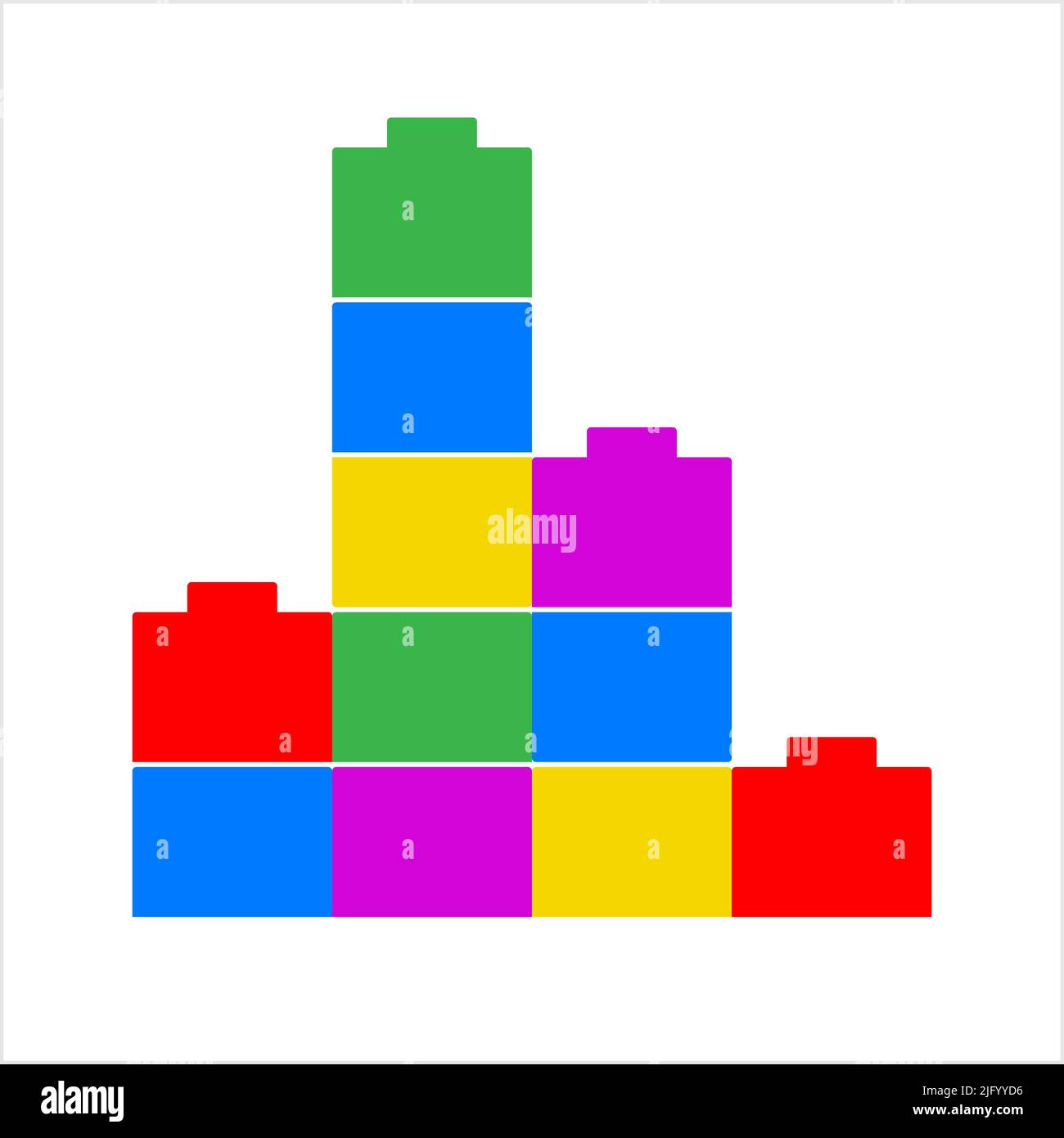 Toy Blocks Icon, Kids Children Block Building Toy Vector Art