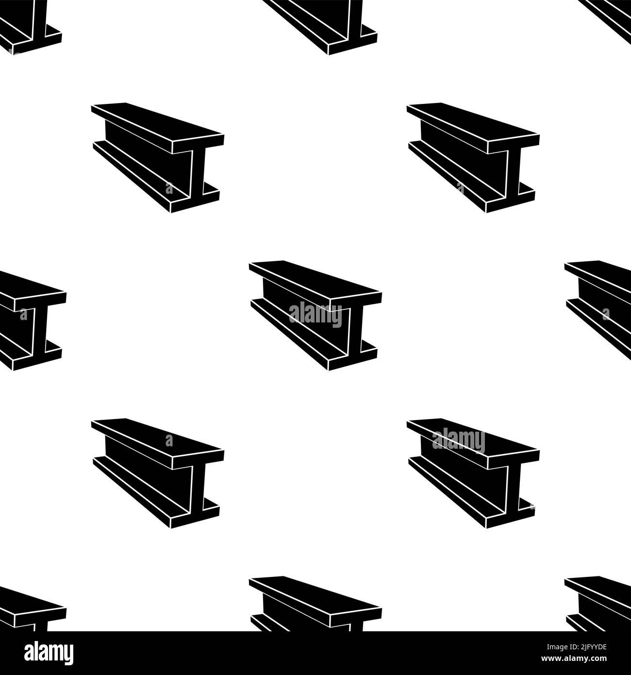 Steel Beam Icon Seamless Pattern, I Profile Beam Vector Art