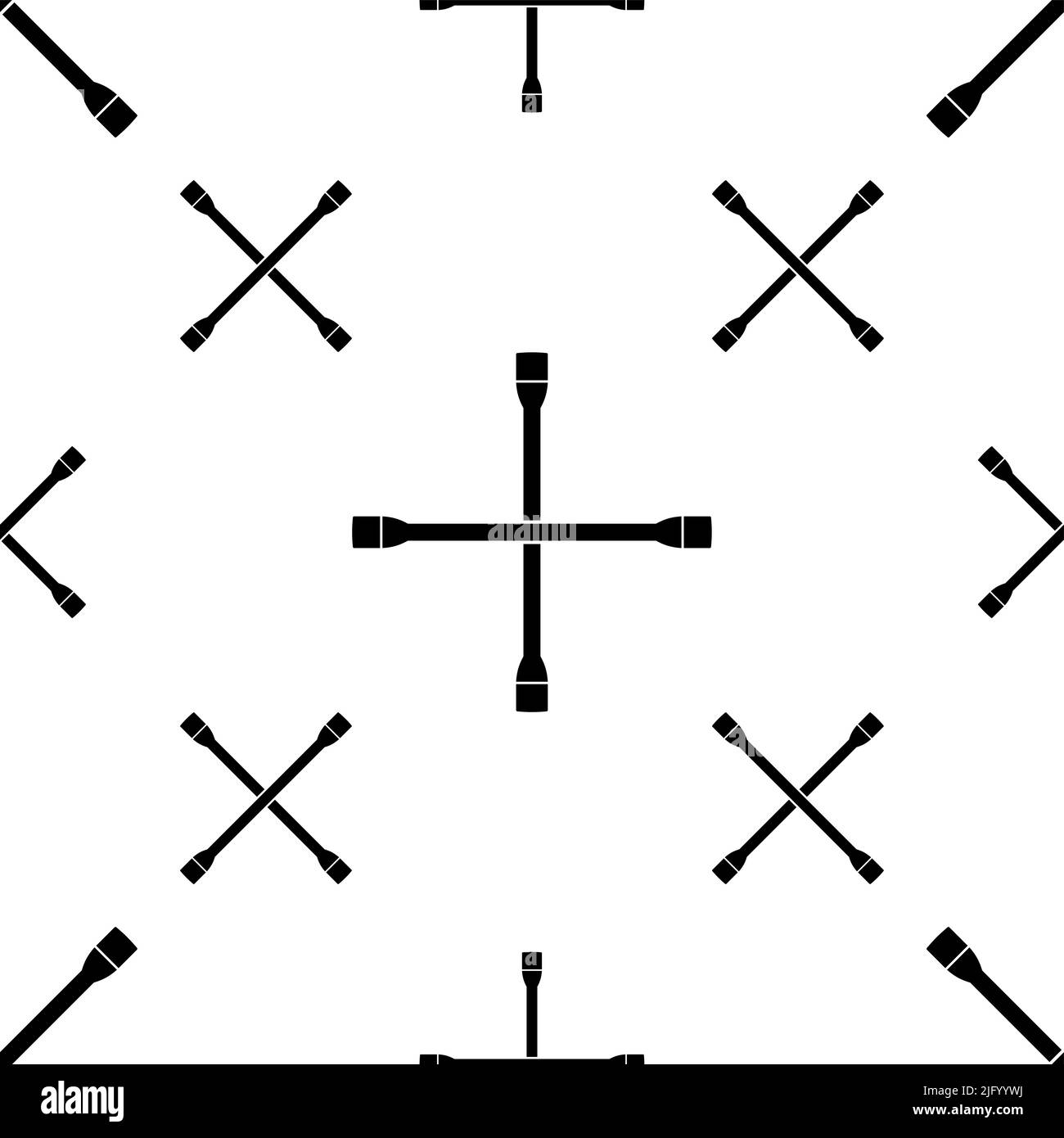 Wheel Wrench Icon Seamless Pattern, Wheel Bolt Opener Wrench Vector Art