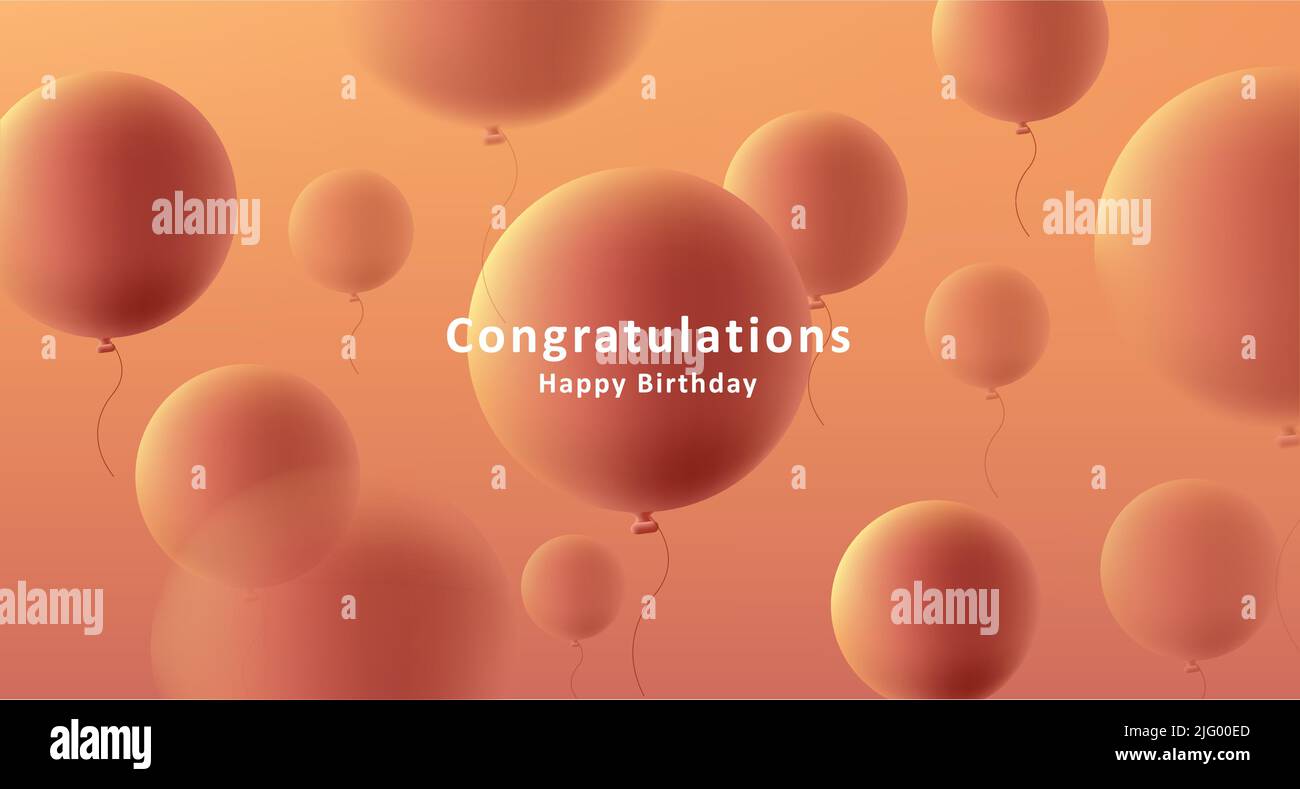 Orange greeting background with round shaped balloons. Vector illustration Stock Vector