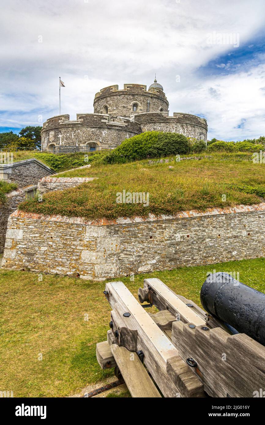 St Mawes Castle (Cornish: Kastel Lannvowsedh) is an artillery fort constructed by Henry VIII near Falmouth, Cornwall, between 1540 and 1542. It formed Stock Photo