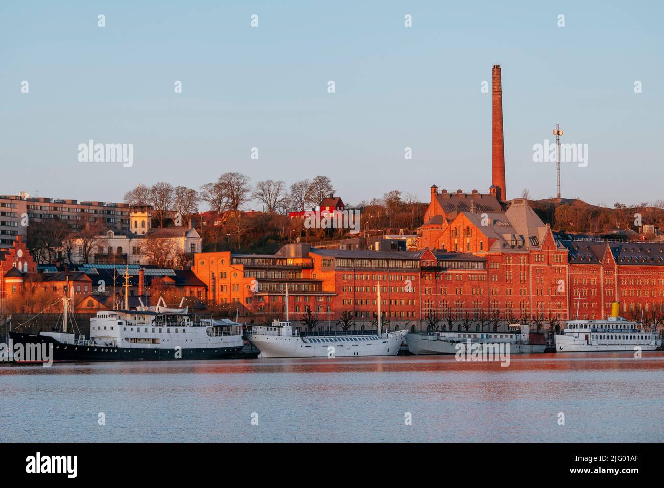 View towards Sodermalm at dawn, Stockholm, Sodermanland and Uppland, Sweden, Scandinavia, Europe Stock Photo