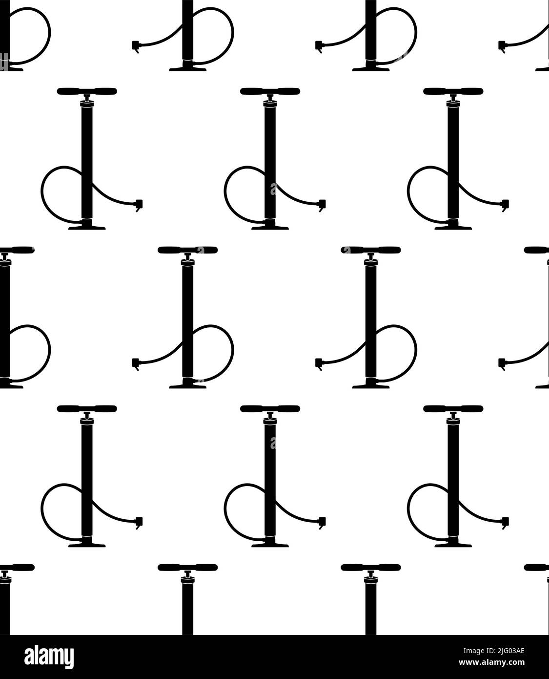 Air Pump Icon Seamless Pattern, Air Displacement Pump To Inflate Tyre Vector Art Illustration Stock Vector