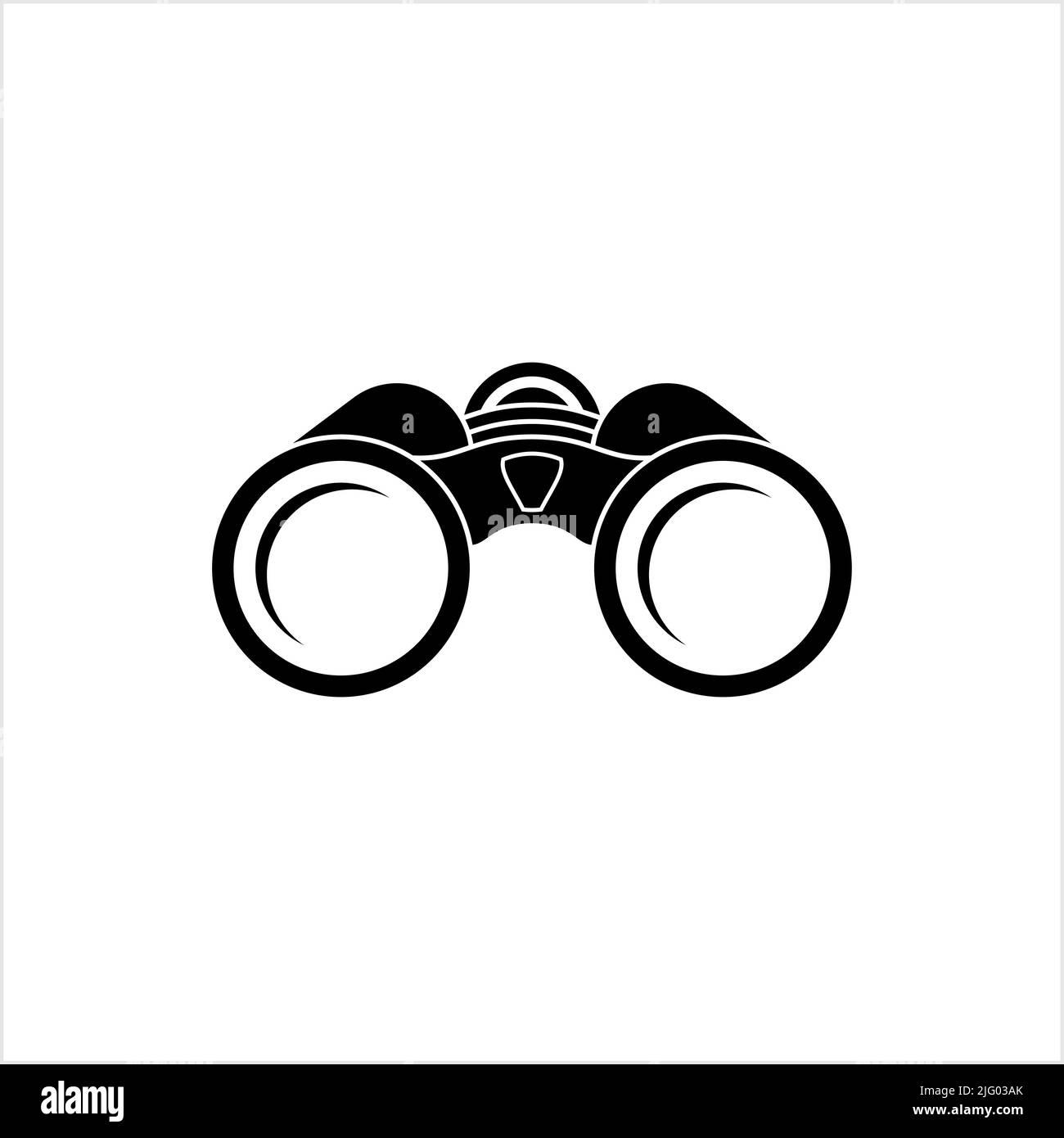 Binoculars Icon, Field Glasses, Side By Side And Aligned Two Telescopes For Viewing Distant Objects Vector Art Illustration Stock Vector