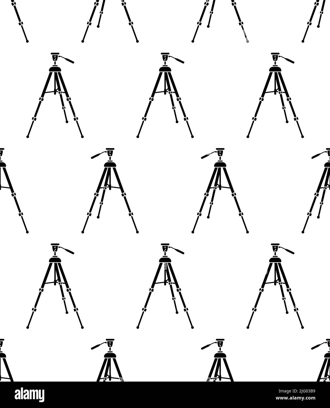 Camera Tripod Icon Seamless Pattern, Camera Stabilizer Elevator Tool Vector Art Illustration Stock Vector