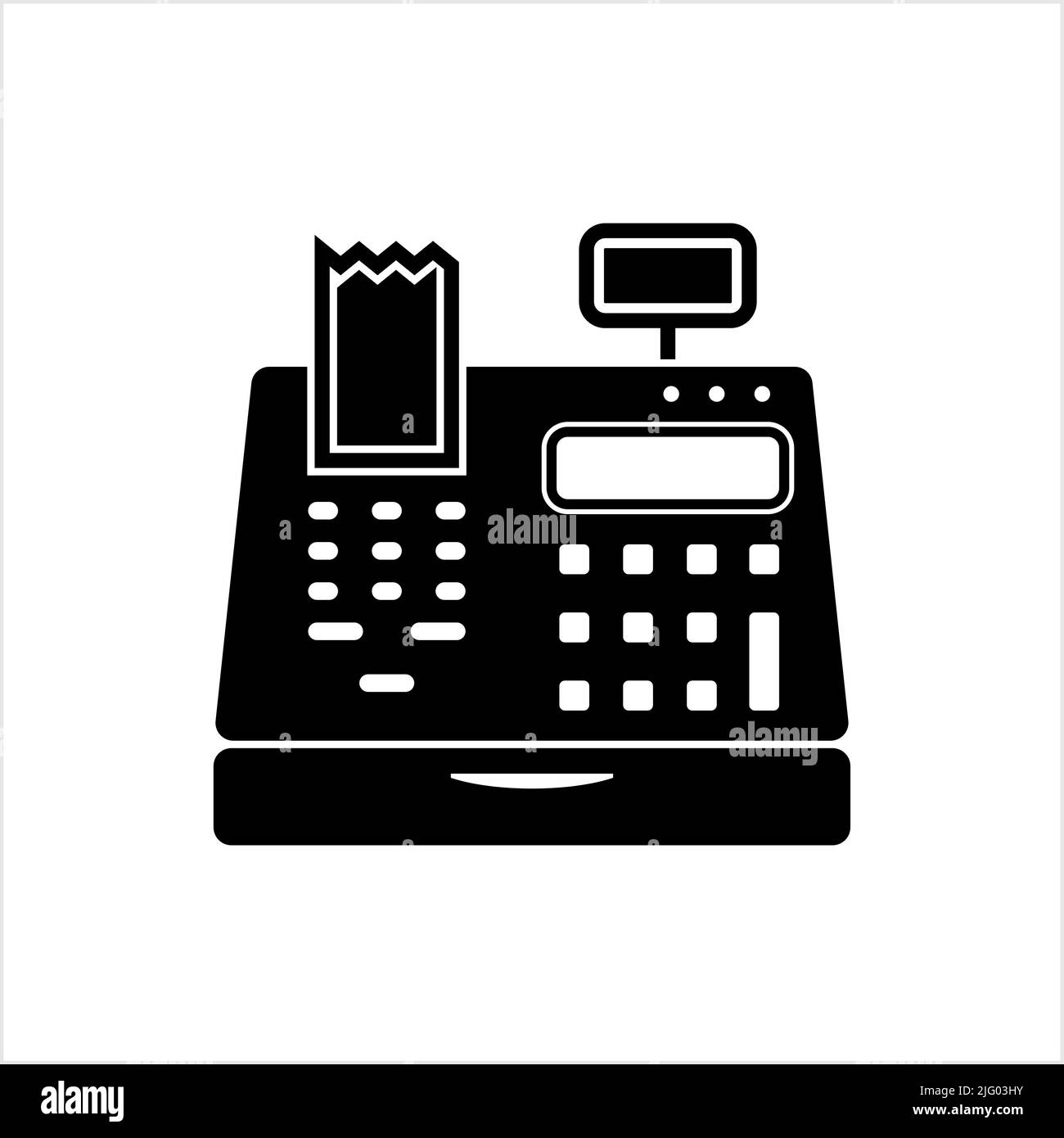 Cash Register Icon, Point Of Sale Electronic Device For Registering And Calculating Transactions Vector Art Illustration Stock Vector