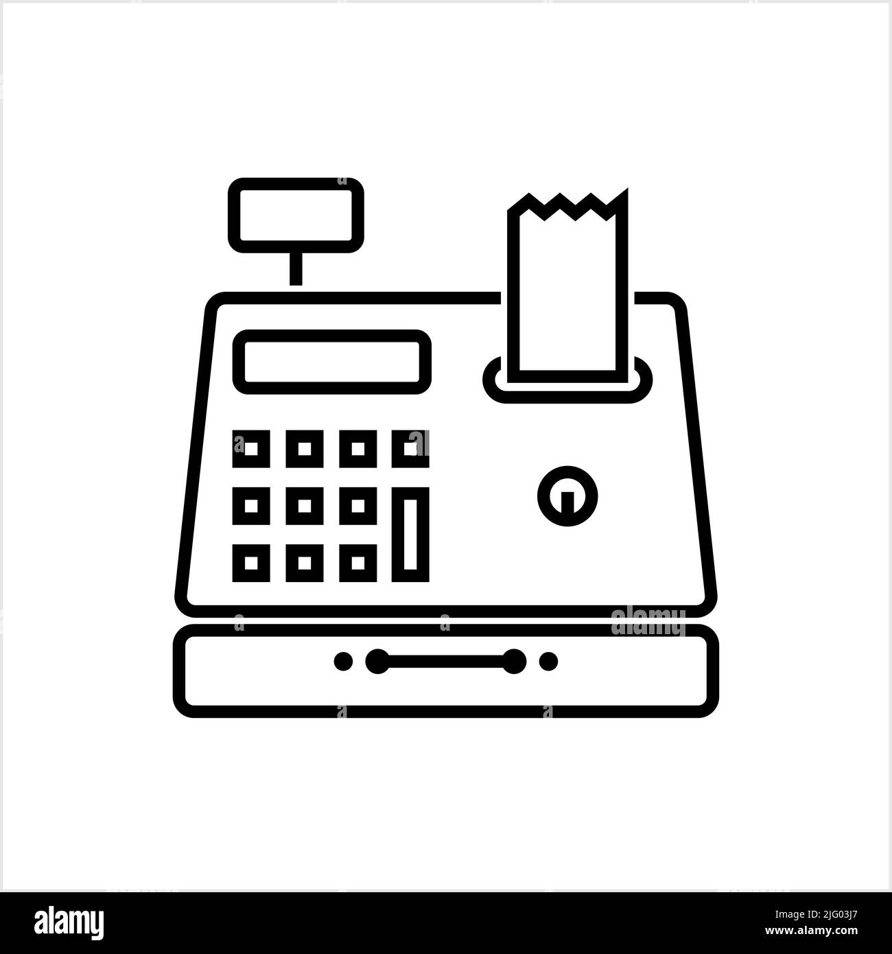 Cash Register Icon, Point Of Sale Electronic Device For Registering And