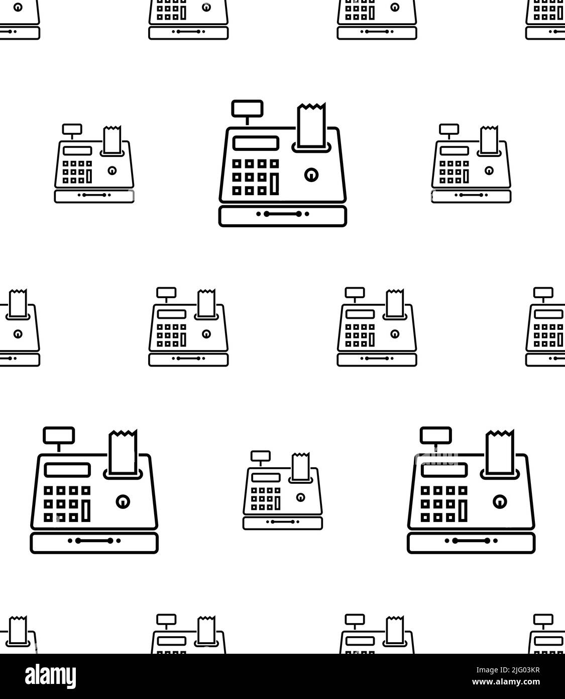 Cash Register Icon Seamless Pattern, Point Of Sale Electronic Device For Registering And Calculating Transactions Vector Art Illustration Stock Vector