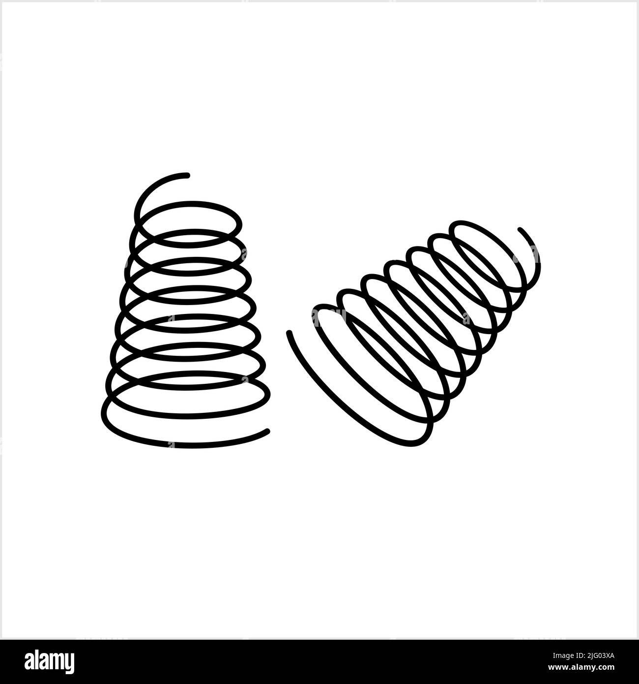 Coil Spring Icon, Helical Spring, Energy Storing And Releasing Mechanical Device Vector Art