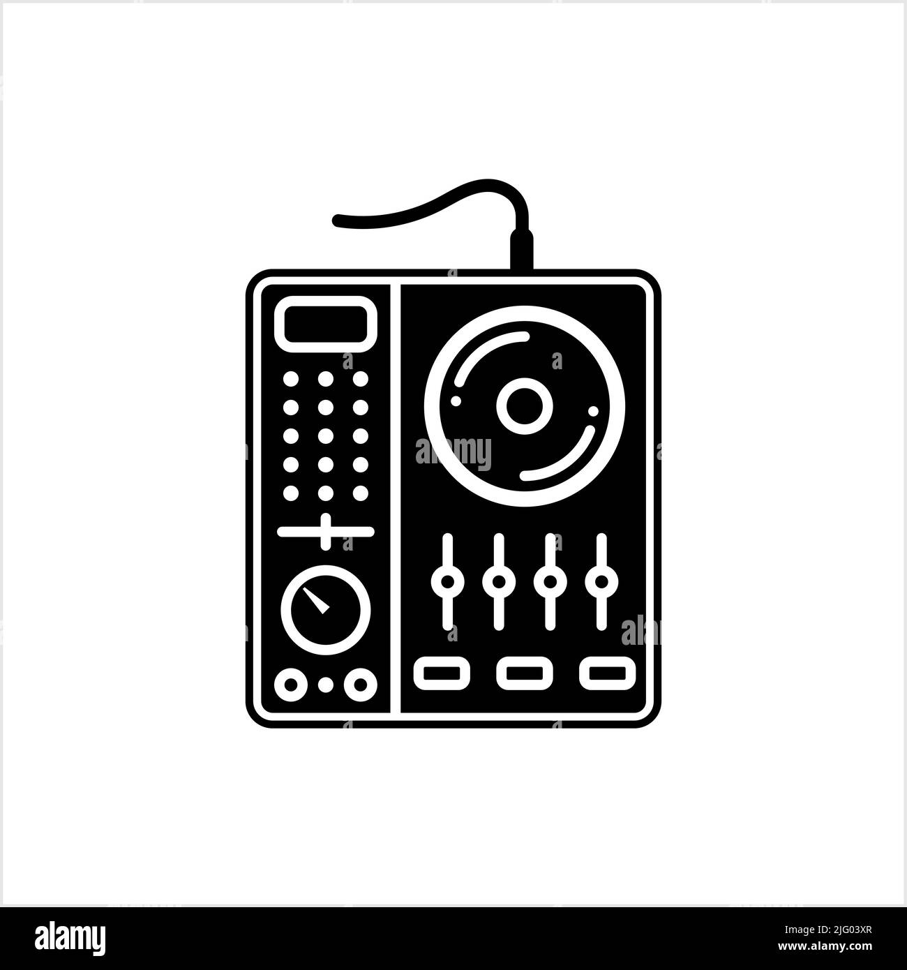 Dj Mixer Icon, Disc Jockeys Audio Mixing Console Vector Art Illustration Stock Vector