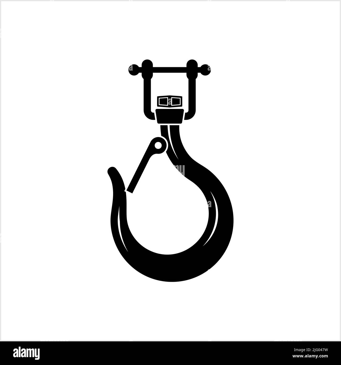 Lifting Hook Icon, Hoist Crane Heavy Weight Lifting Hook Vector Art