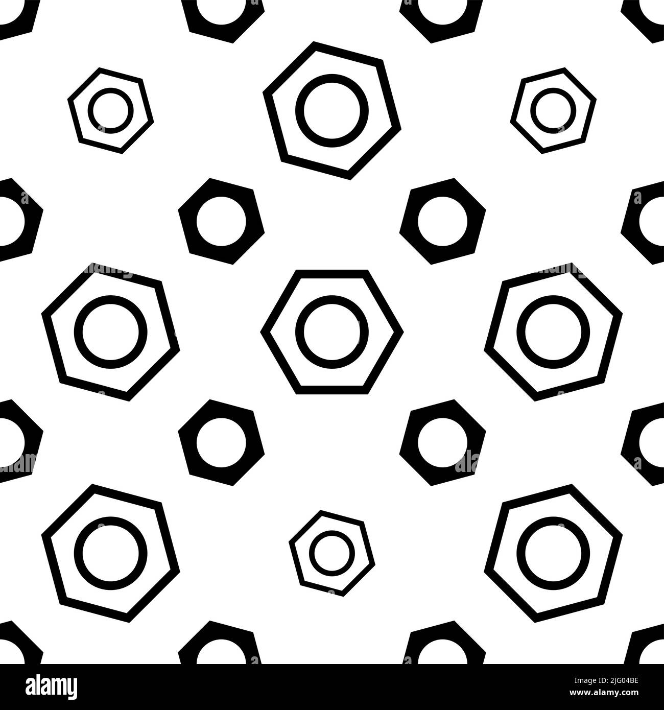 Hexagon Nut Icon Seamless Pattern, Threaded Hole Fastener Icon Vector ...