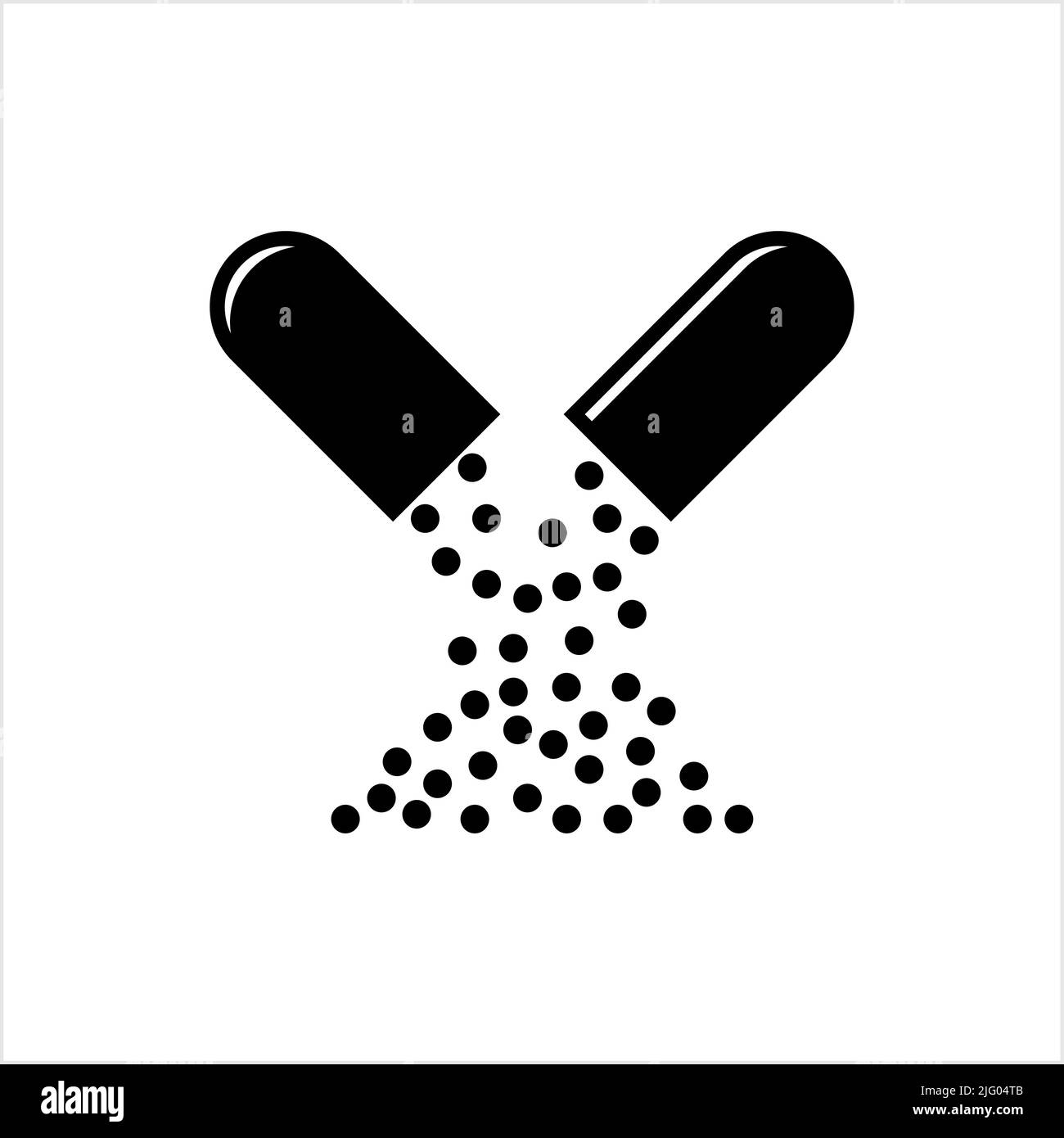 Open Capsule Icon, Medicine In Cylindrical Shape Shell Vector Art Illustration Stock Vector