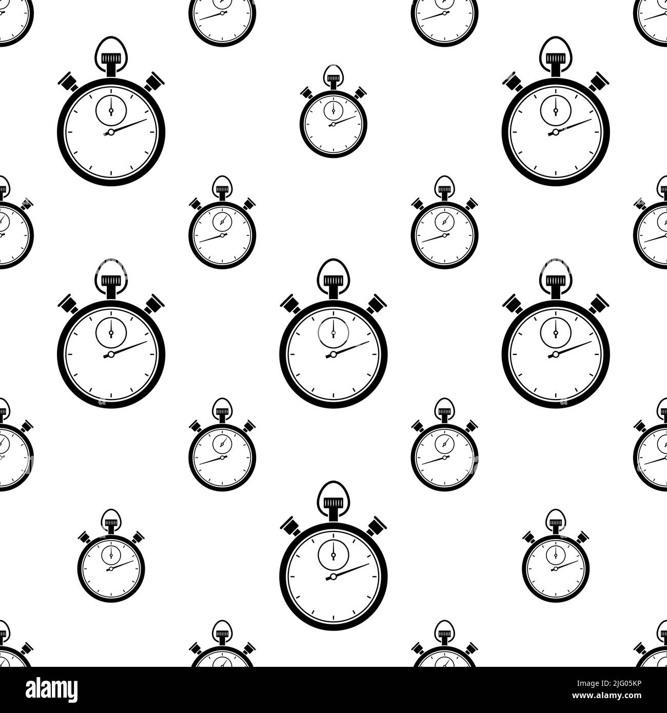 Stopwatch Icon Seamless Pattern, Timer, Handheld Timepiece Manual Timer ...