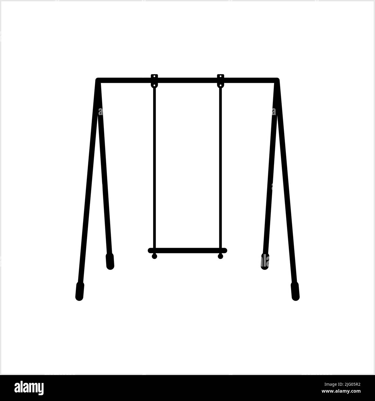 Swing Icon, Back And Forth Swinging Hanging Seat Suspended From Rope Vector Art Illustration Stock Vector