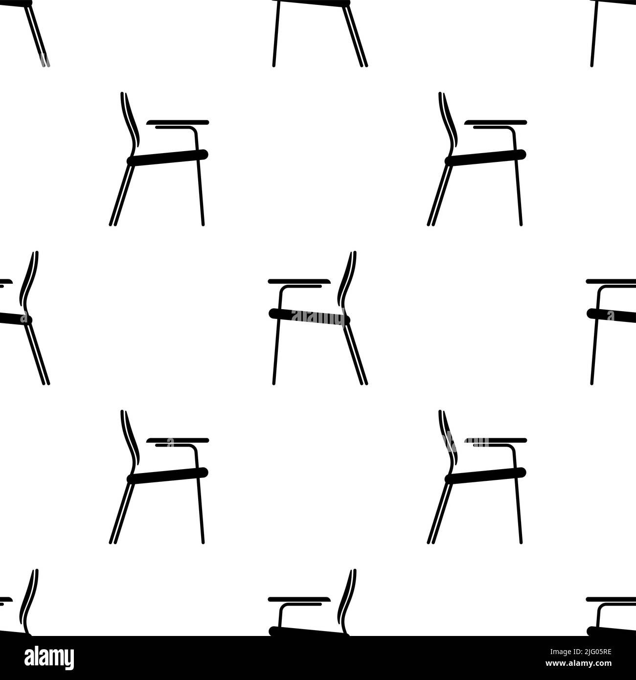Student Chair Icon Seamless Pattern, Desk Chair, Armed Chair Vector Art