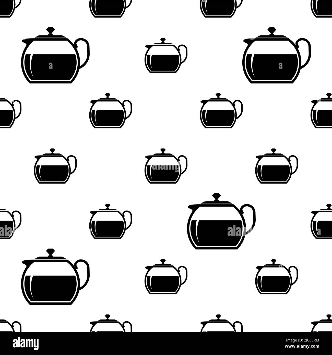 Tea Kettle Icon Seamless Pattern, Tea Pot, Hot Water Boiling Device ...