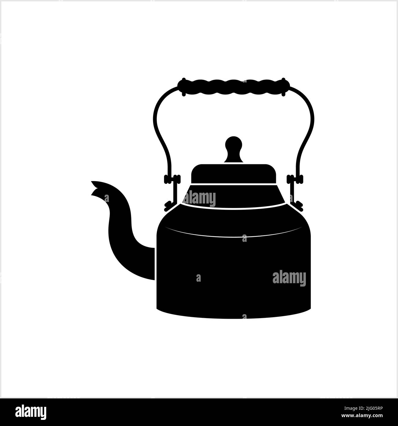 Tea Kettle Icon, Tea Pot, Hot Water Boiling Device Vector Art