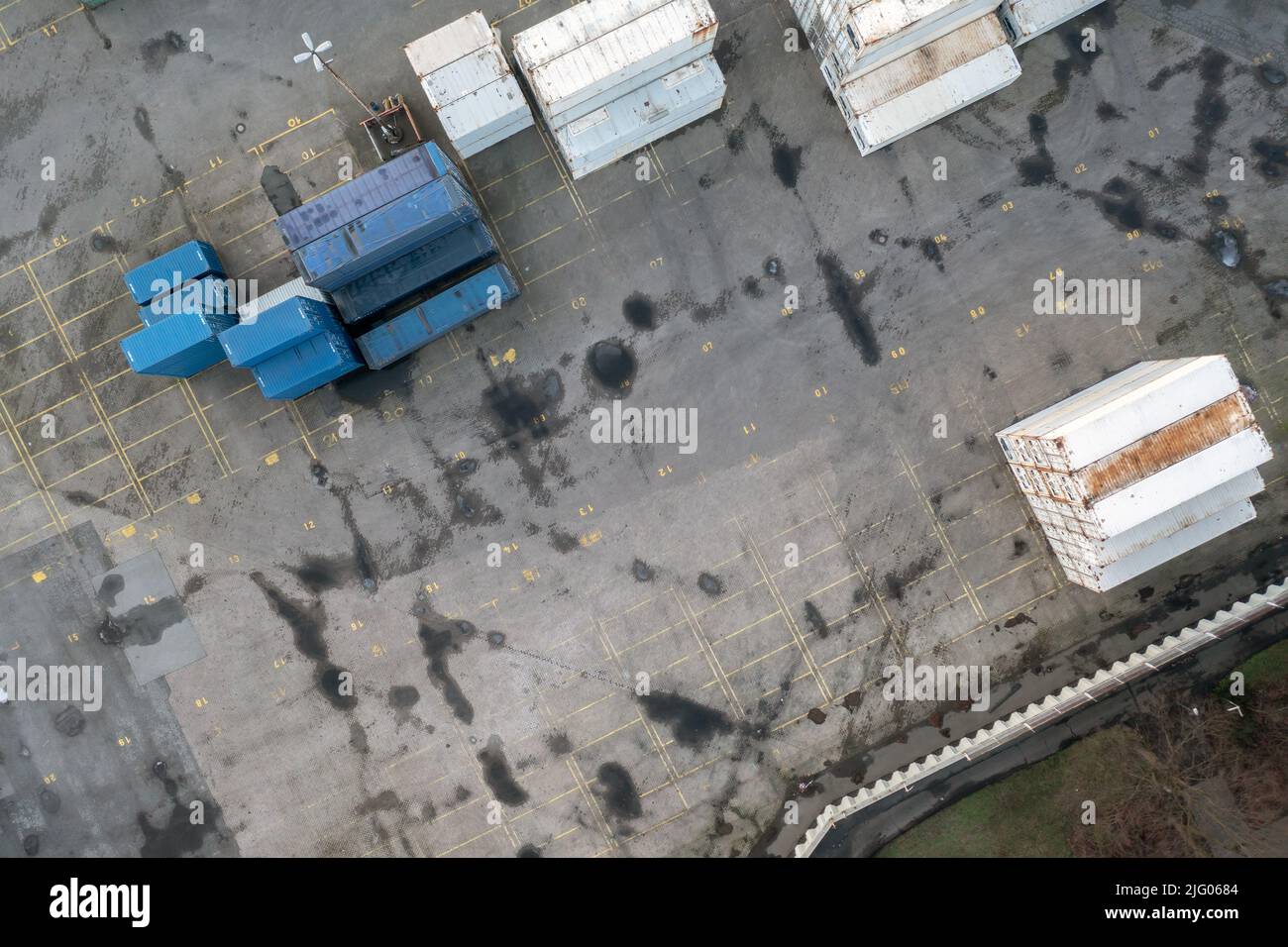 Top view of pretty empty container yard in port Stock Photo Alamy