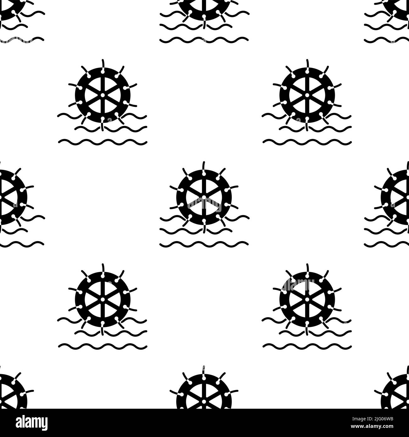 Water Wheel Icon Seamless Pattern, Flowing Water Energy To Forms Of ...