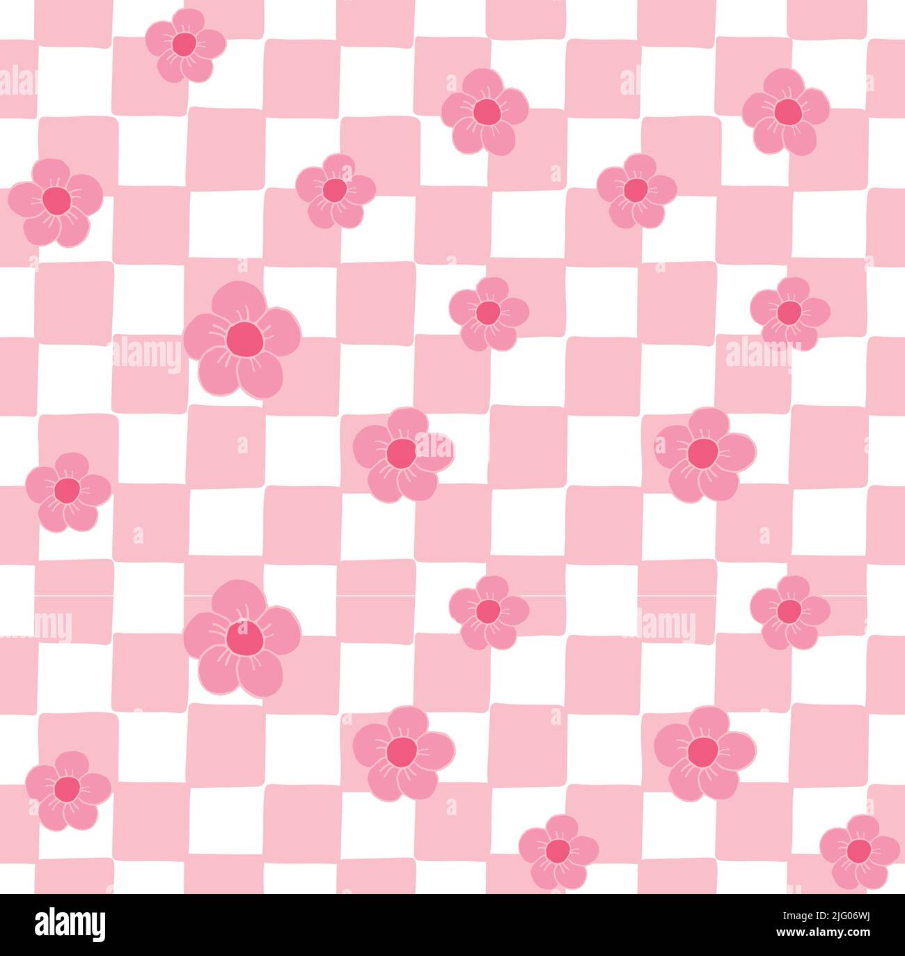 Vector seamless pattern of pink hand drawn sketch doodle checkered ...