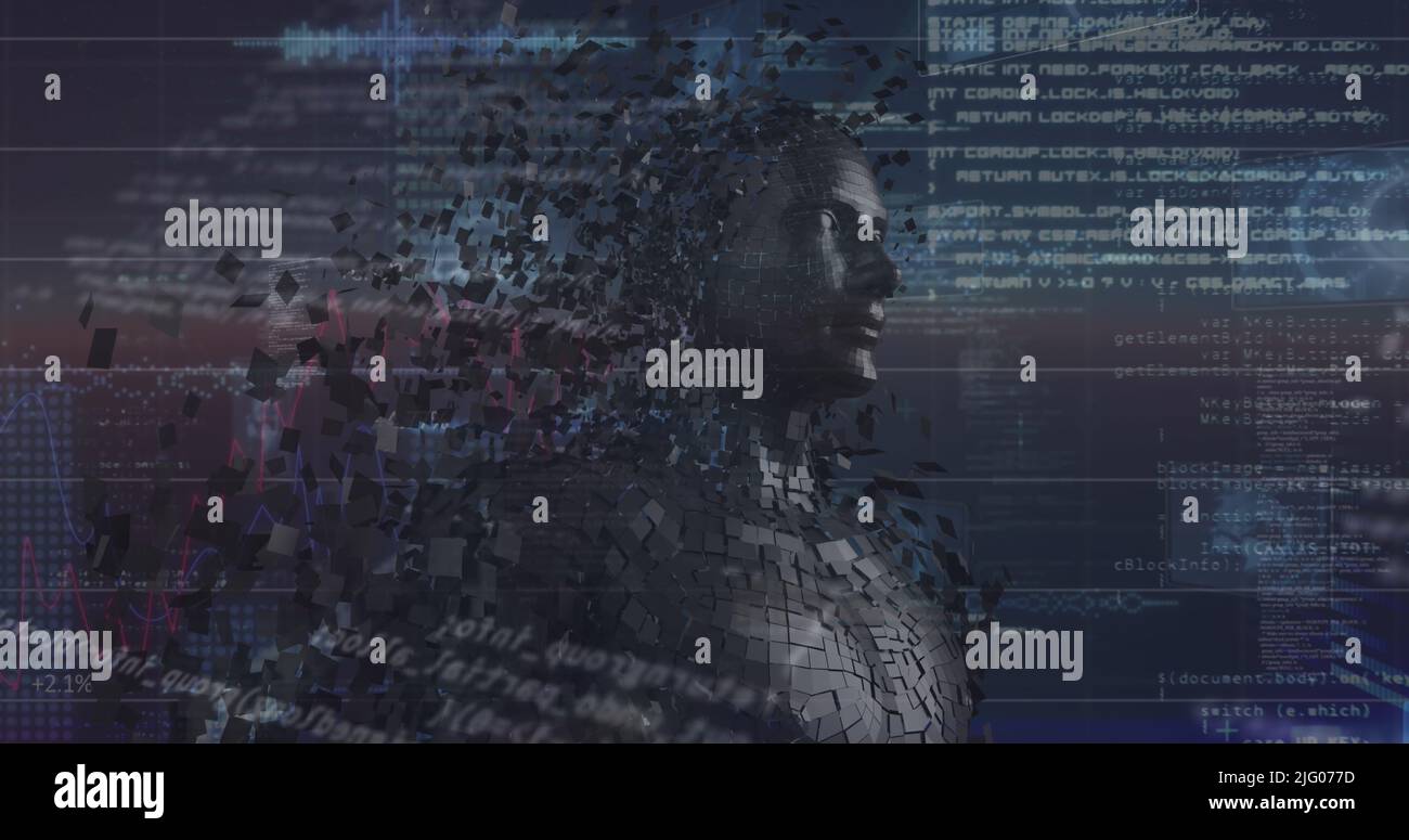 Image of data processing over digital human model Stock Photo
