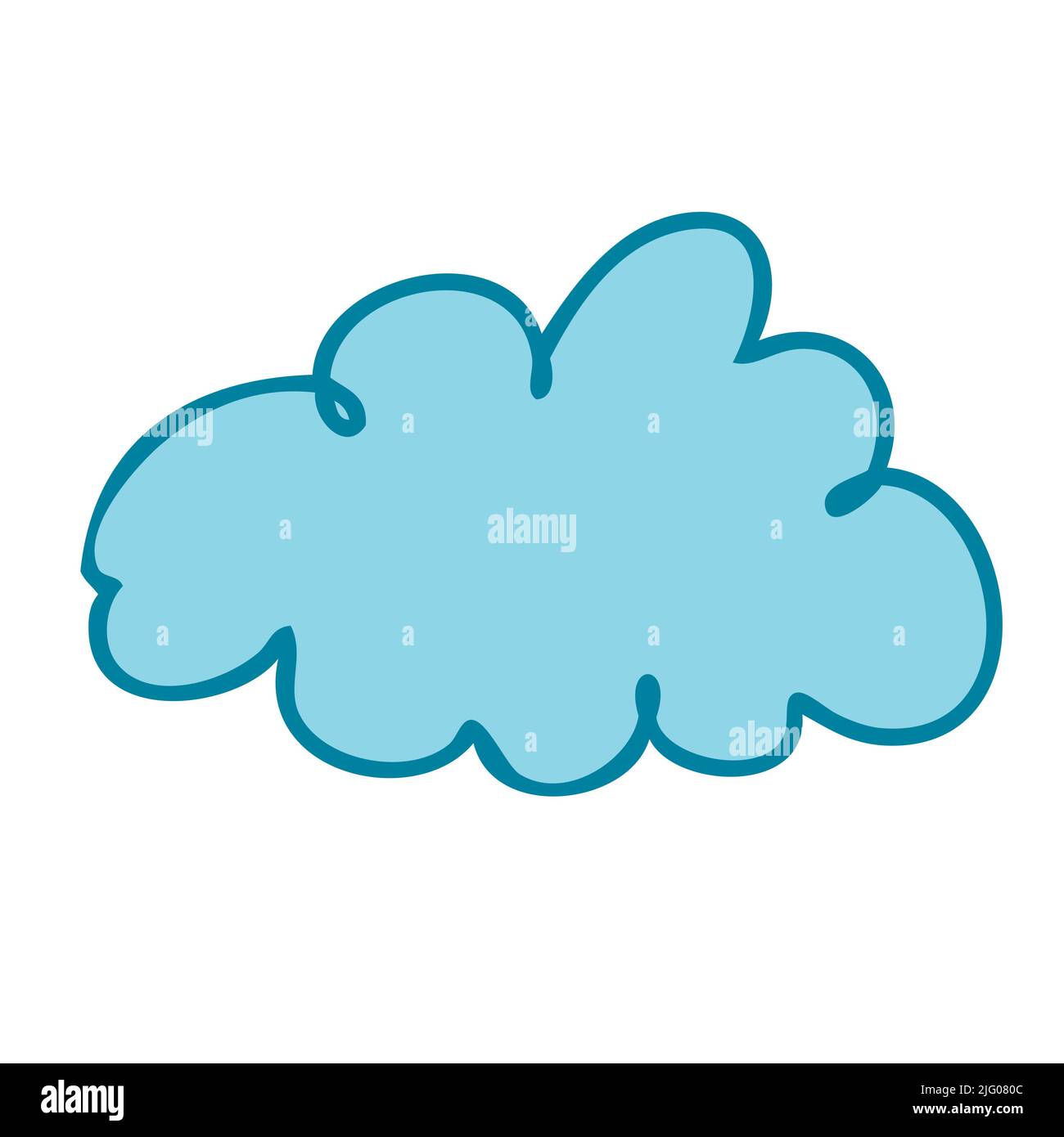 A small blue cloud with a stroke. Vector illustration in hand drawn ...