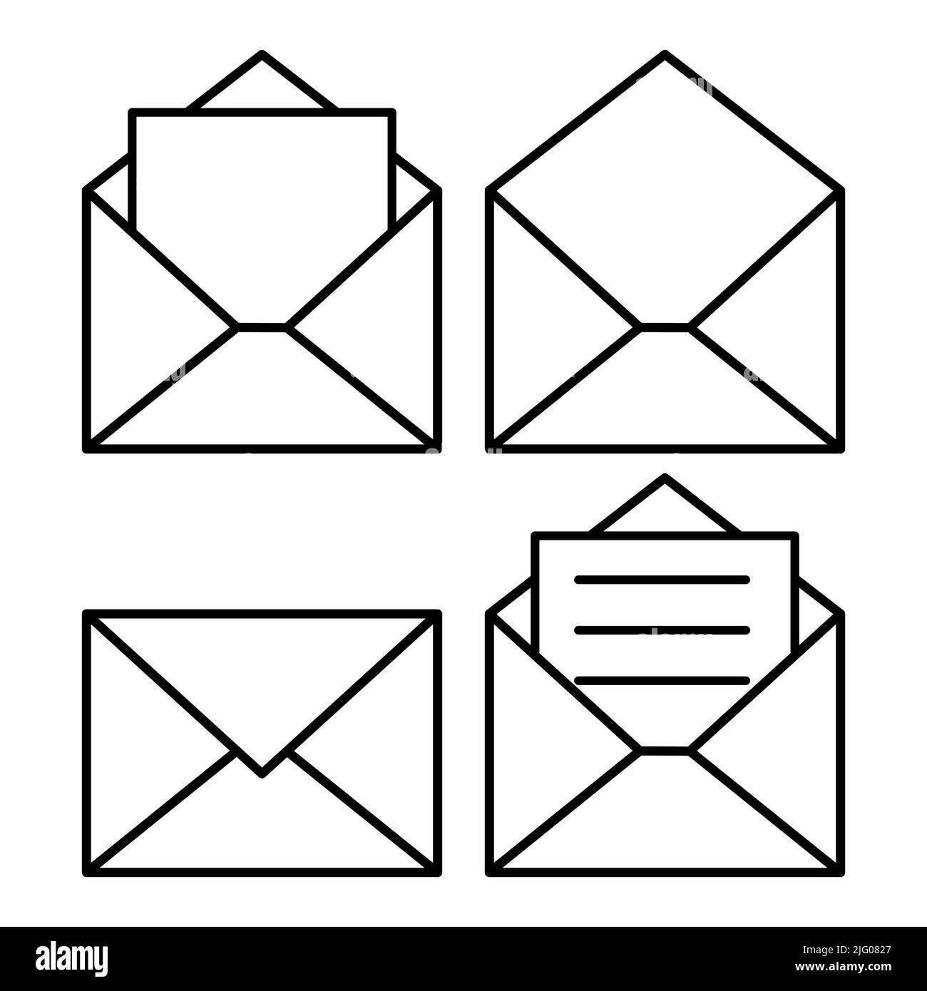 email message envelope icon outline vector isolated on white Stock Vector