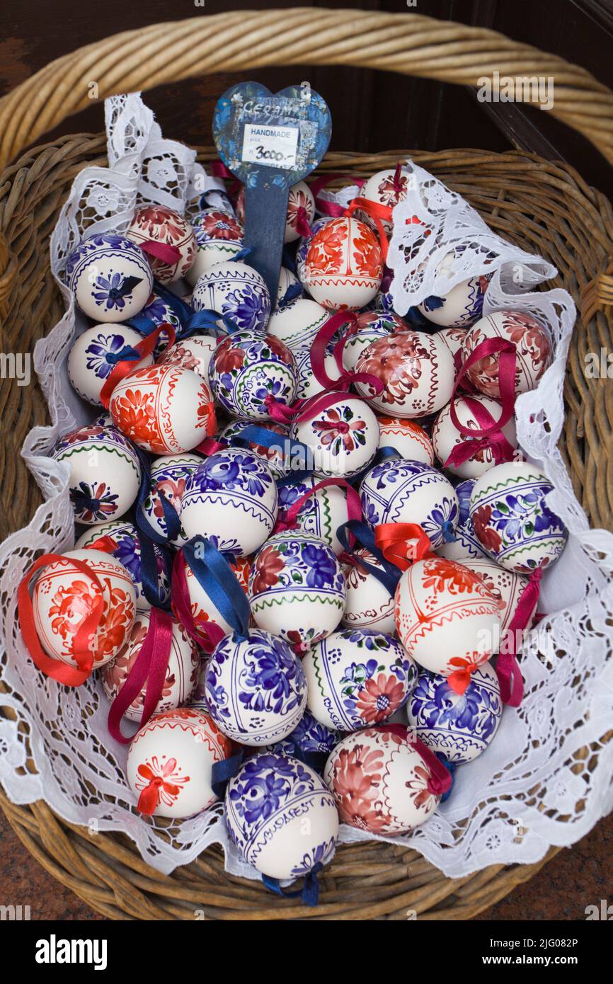 Hungary, Budapest, handicraft, painted eggs, Stock Photo