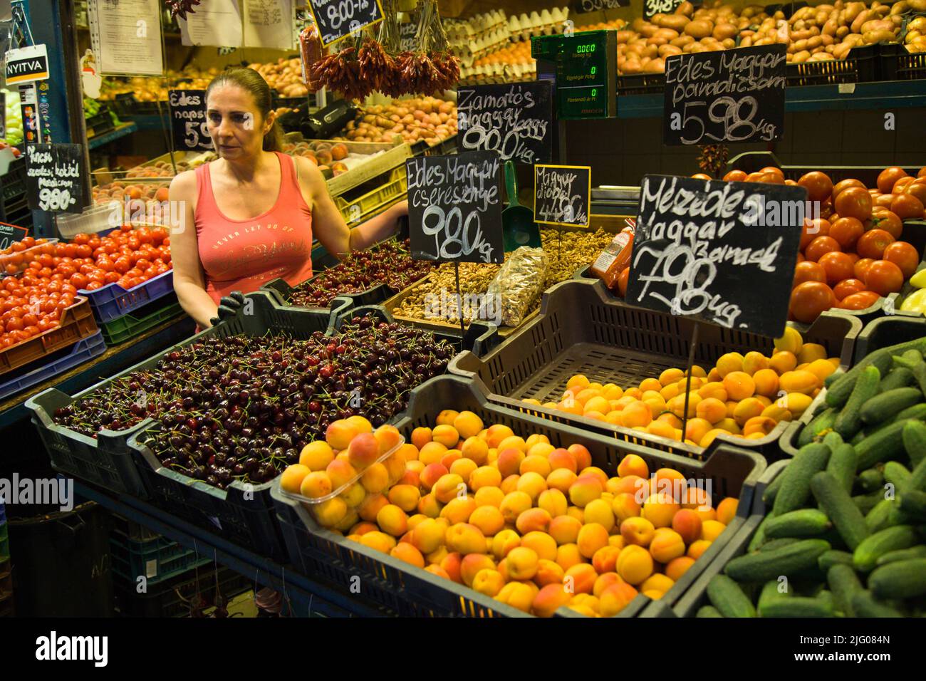 Hungary, Budapest, Central Market Hall, food, commerce, Stock Photo