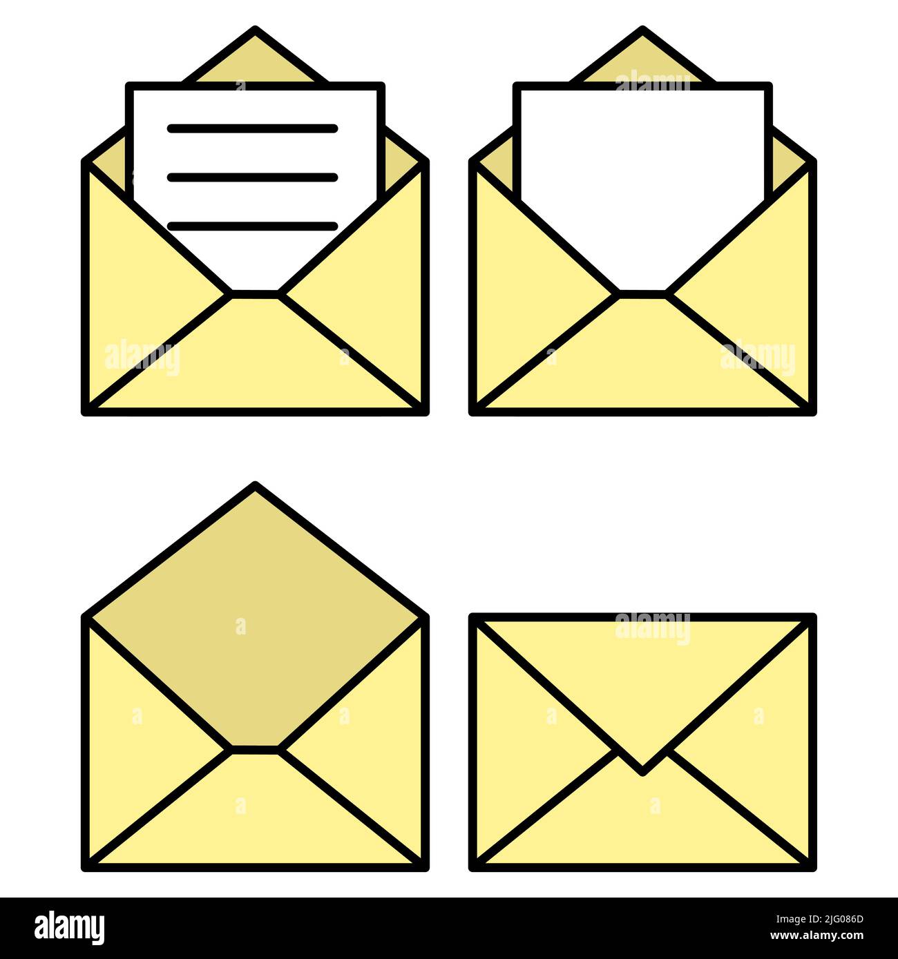 carton envelope icon set isolated on white background Stock Vector