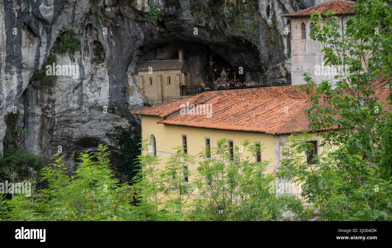 Cueva de Nuestra Senora de Covadonga  . Sanctuary of Covadonga. Stock Photo