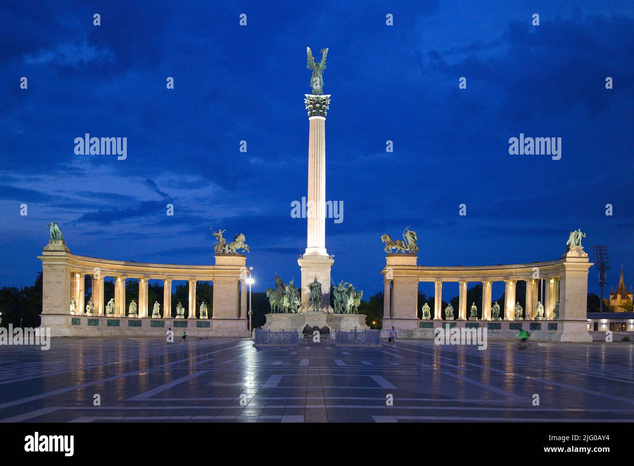 Hungary, Budapest, Heroes' Square, Millennial Monument, Stock Photo