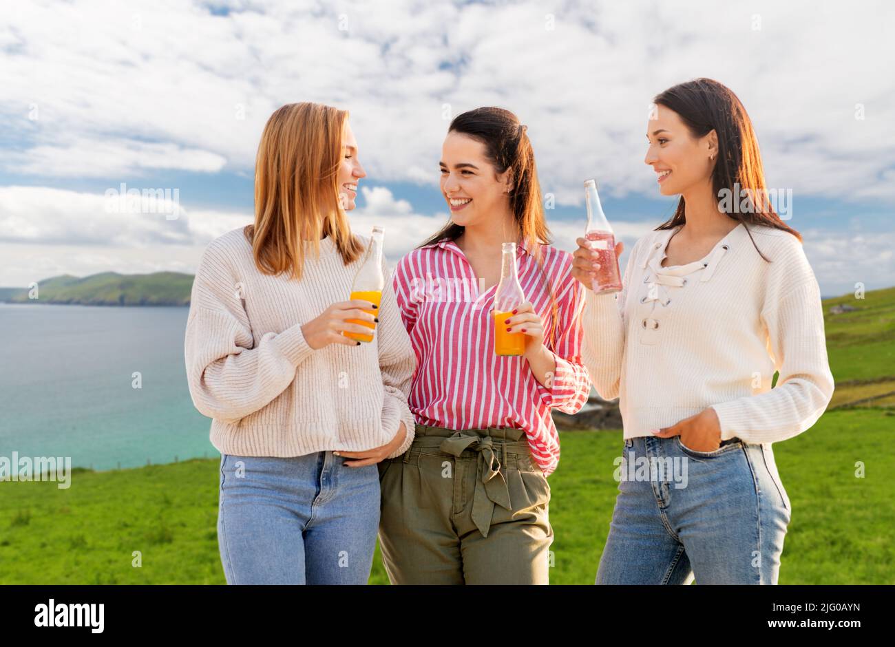 women with non alcoholic drinks talking in ireland Stock Photo Alamy