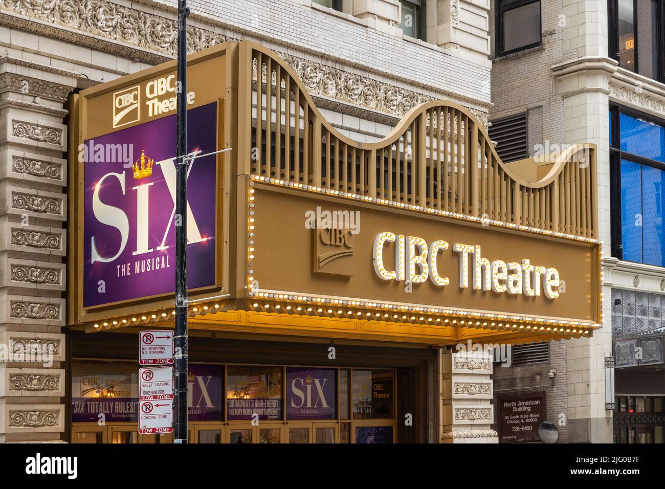 The CIBC Theater is located in the Loop area of Chicago and is previously known as the Majestic Theatre. Stock Photo