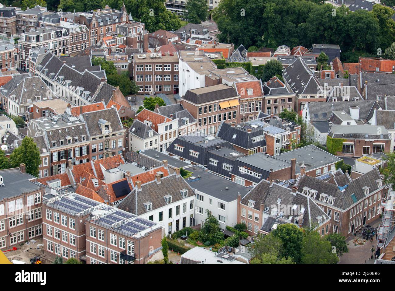 Views of Utrecht taken from the very top of the Dom Tower. Stock Photo