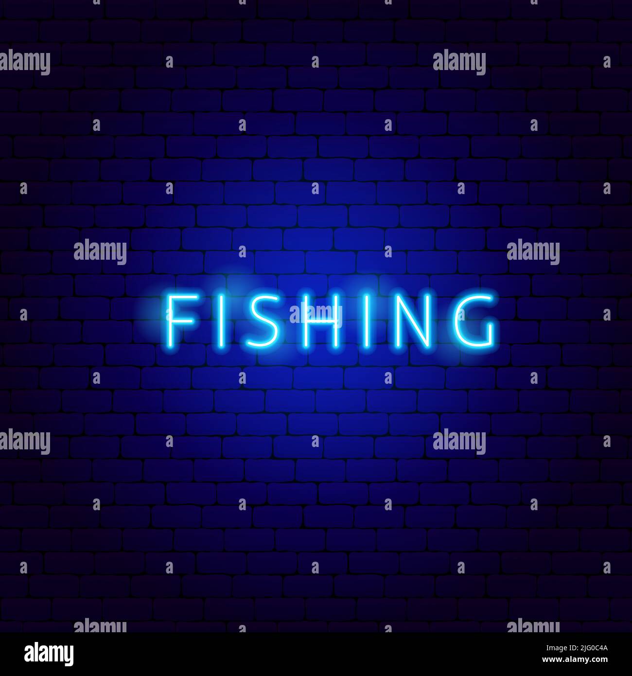 Fishing Neon Text Stock Vector