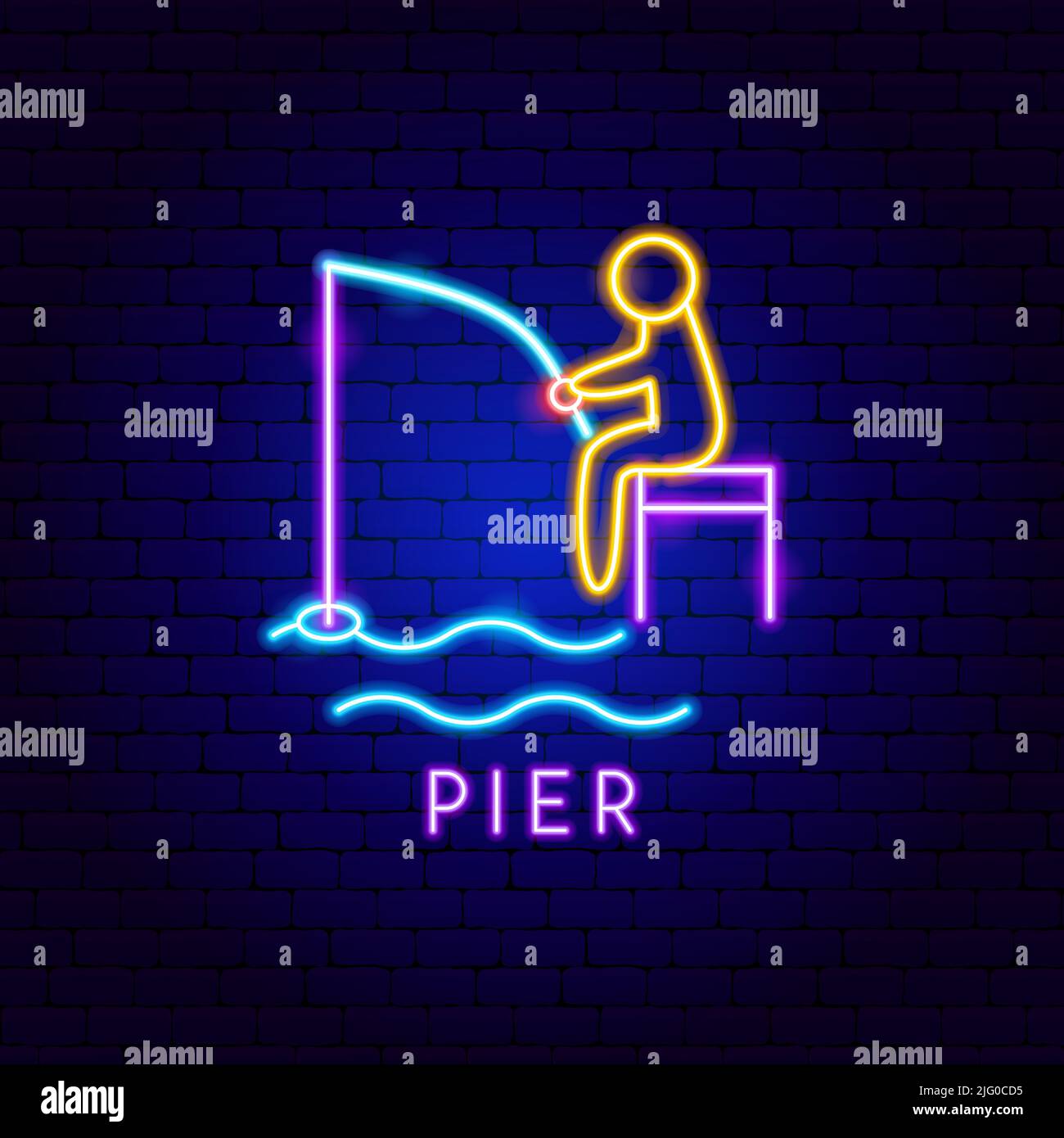 Pier Neon Label Stock Vector
