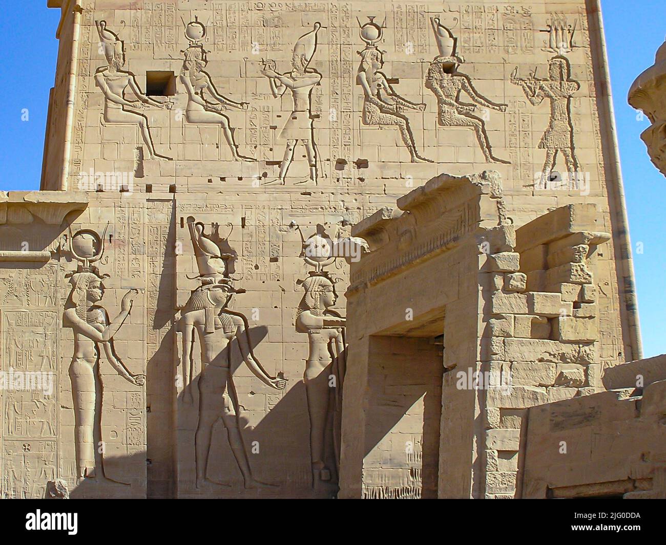 Philae Temple on the Agilkia island, dedicated to god Osiris, Egypt, Africa - front view Stock Photo
