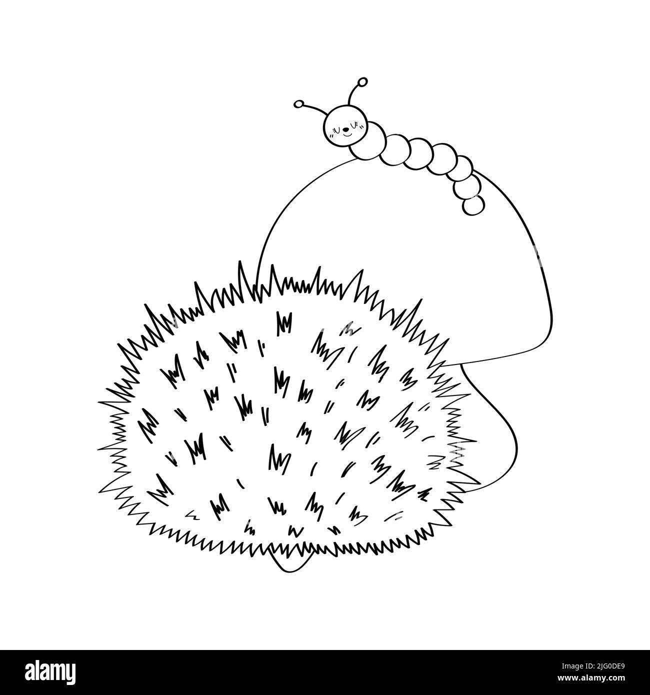 Cute Hedgehog Clipart Isolated on White Background. Funny Clip Art Hedgehog Black and White. Vector Illustration of an Forest Animal for Stickers Stock Vector