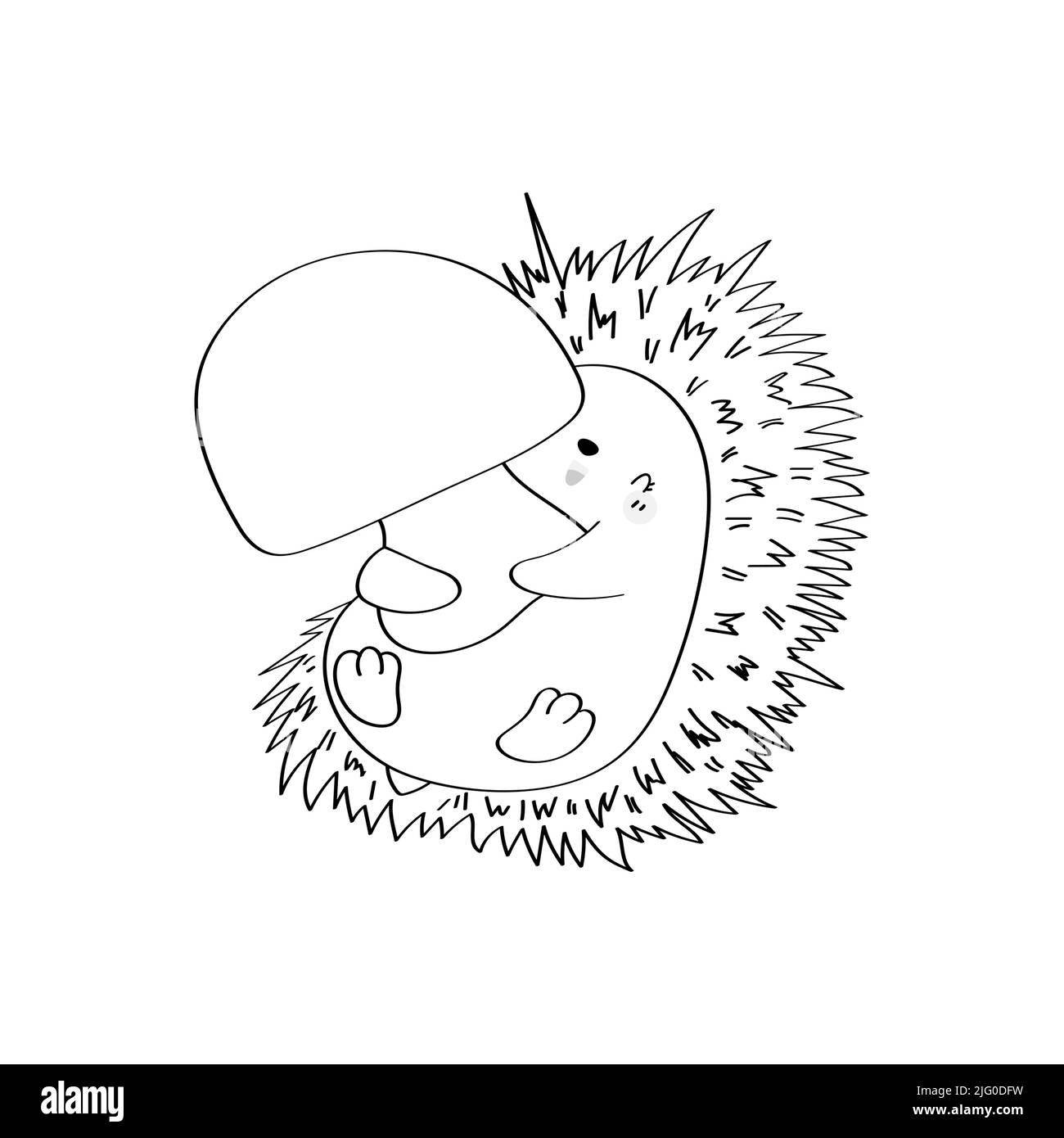 Black and White Hedgehog Clipart in Cute Cartoon Style Beautiful Clip Art Coloring Page Hedgehog . Vector Illustration of an Forest Animal for Prints Stock Vector