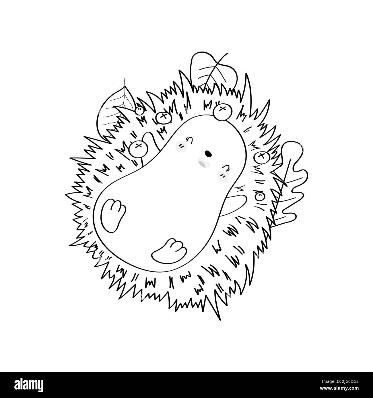 Cute Hedgehog Clipart Black and White for Kids Holidays and Goods. Happy Clip Art Hedgehog for Coloring Page. Vector Illustration of a Forest Animal Stock Vector