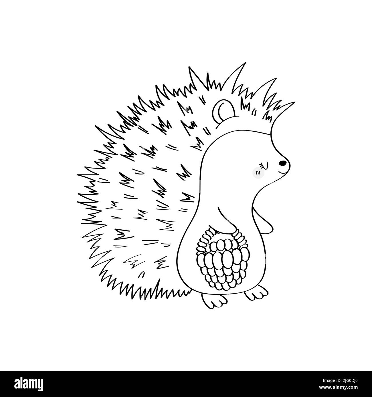 Clipart Hedgehog Black and White in Cartoon Style. Cute Clip Art Coloring Page Hedgehog . Vector Illustration of an Forest Animal for Stickers, Baby Stock Vector