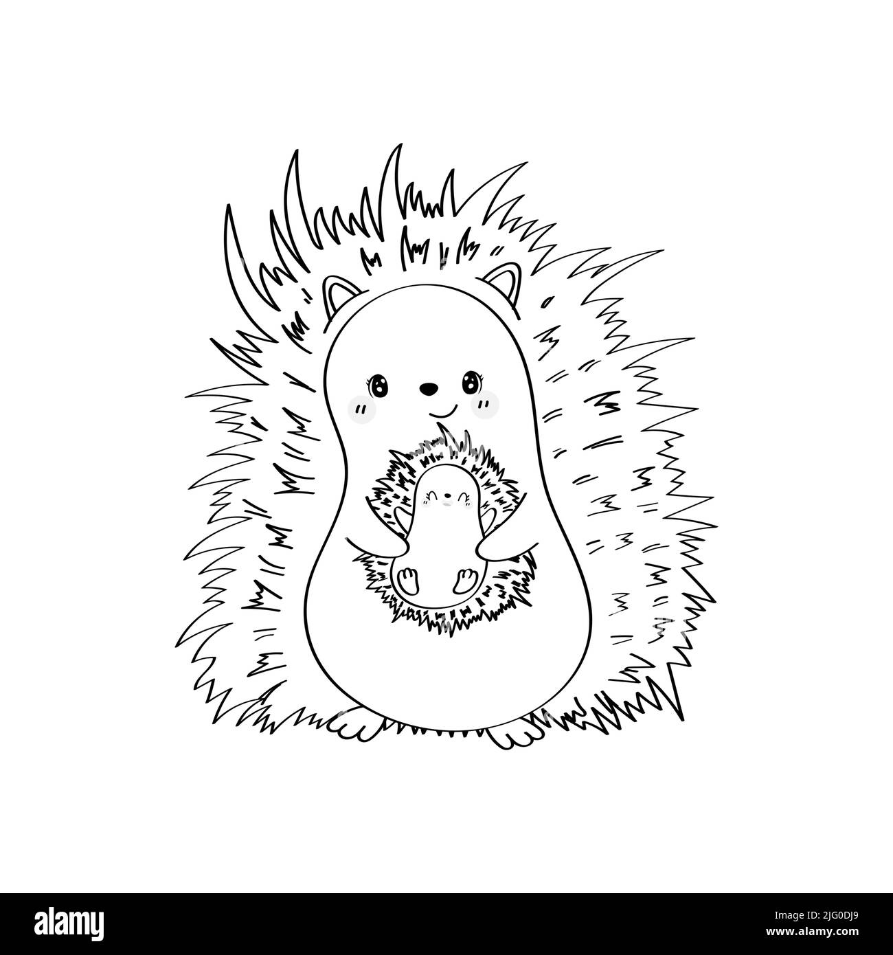 Hedgehog Clipart Coloring Page in Cute Cartoon Style Beautiful Clip Art Hedgehog Black and White. Vector Illustration of an Forest Animal for Prints Stock Vector